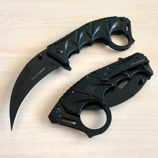 S-TEC Black CSGO Knife 8” Karambit Tactical Spring Assisted Folding Pocket Knife