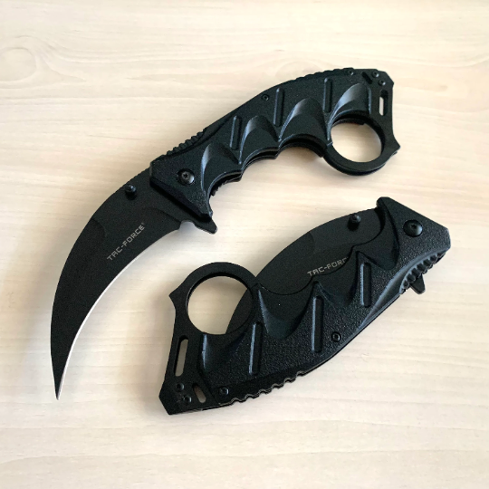 S-TEC Black CSGO Knife 8” Karambit Tactical Spring Assisted Folding Pocket Knife