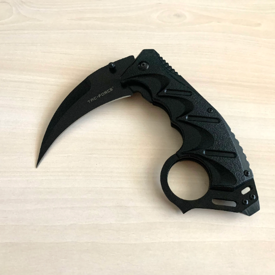 S-TEC Black CSGO Knife 8” Karambit Tactical Spring Assisted Folding Pocket Knife