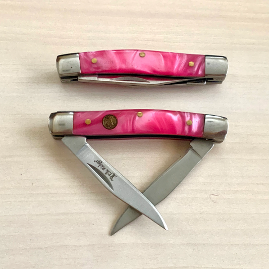 ElitEdge Classic Mini Pink Cute Knife Manual Open Double Blade Folding Pocket Knife