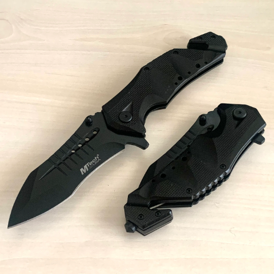 MTech 9” Tactical Black Jumbo Spring Assisted Open Blade Folding Pocket Knife