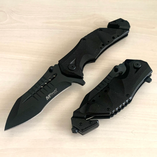 ElitEdge 9” Tactical Black Jumbo Spring Assisted Open Blade Folding Pocket Knife