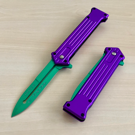 ElitEdge 8” Joker Knife Spring Assisted Folding Pocket Knife with Pocket Clip Batman Joker Gift