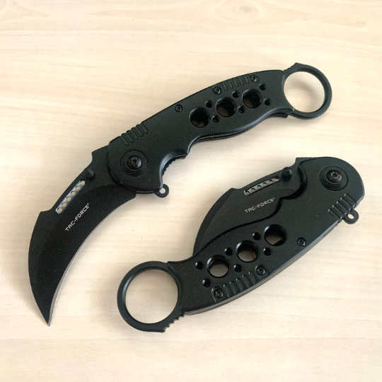 TAC-FORCE 7.75” Black Tactical Karambit Knife Spring Assisted Open Blade Folding Pocket knife