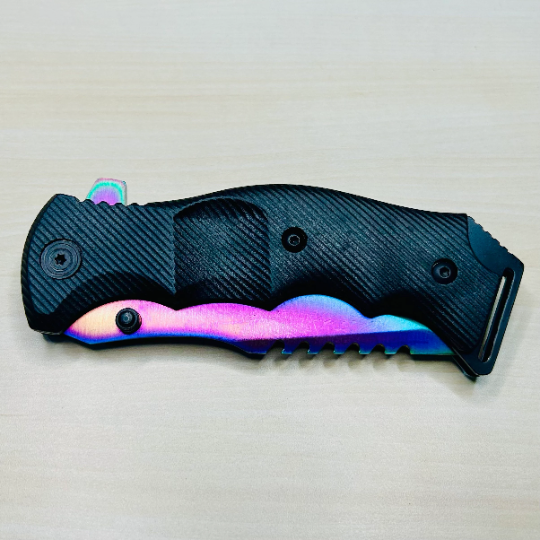 ElitEdge 9” CSGO Rainbow Black Cute Tactical Spring Assisted Open Blade Folding Pocket knife