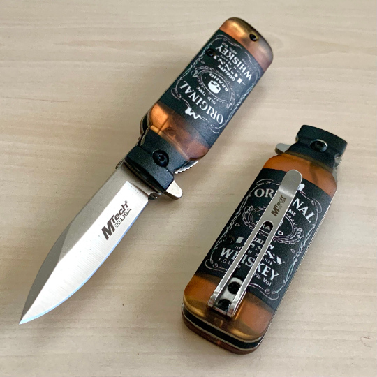 MTech 6.5” Collectible Whiskey Bottle Cute Knife Tactical Spring Assisted Open Blade Folding Pocket knife