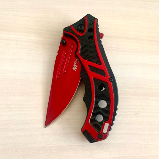 MTech 8.5” Red Tactical Spring Assisted Open Blade Folding Pocket knife