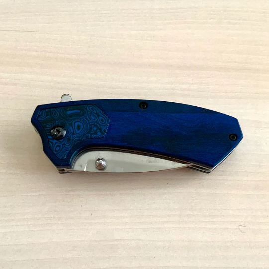 MTech 6.75” Blue Wood Tactical Spring Assisted Open Blade Folding Pocket knife