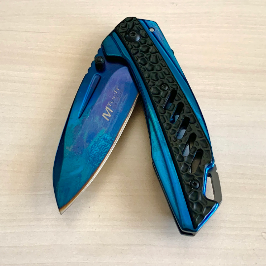 MTech 8” Collectible Blue Tactical Spring Assisted Open Blade Folding Pocket knife