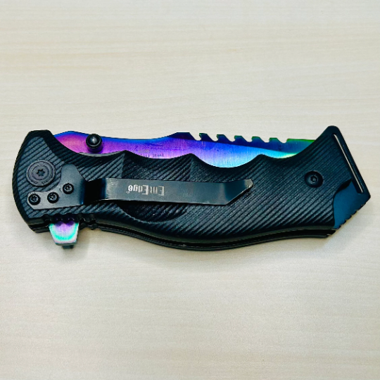 8.5 Hunt-Down Spring Assisted Folding Knife Rainbow color-9