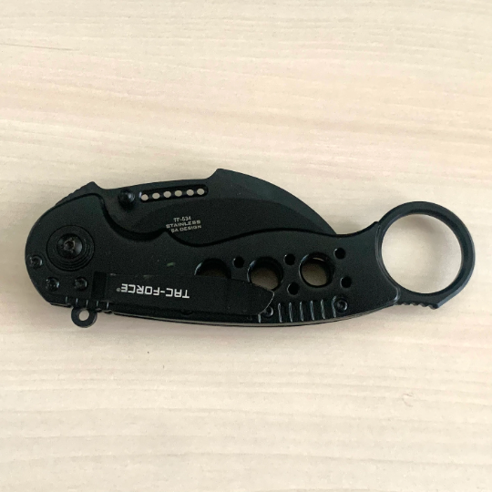 TAC-FORCE 7.75” Black Tactical Karambit Knife Spring Assisted Open Blade Folding Pocket knife