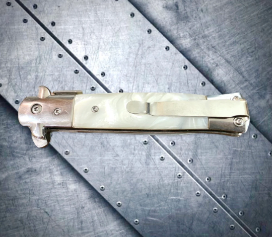 Falcon Knife Pearl Italian Milano Stiletto Spring Assisted Open Blade EDC Folding Pocket Knife