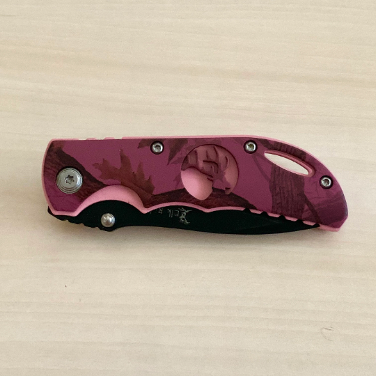 Elk Ridge Classic 6.5” Pink Cute Knife Manual Open Blade Folding Pocket Knife with Elk Engraved Handle