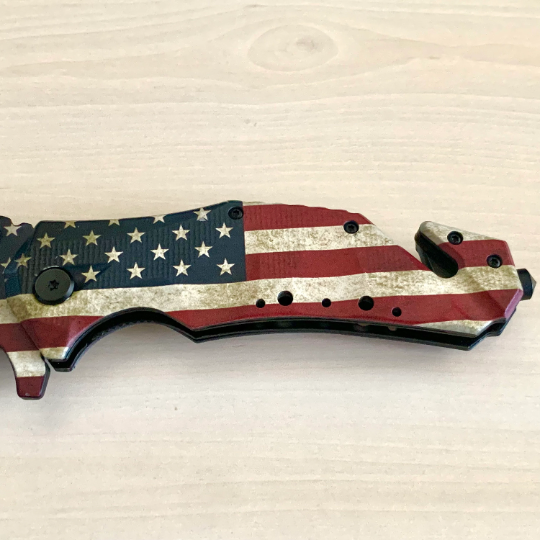 MTech 9” Tactical USA Flag Jumbo Spring Assisted Open Blade Folding Pocket Knife