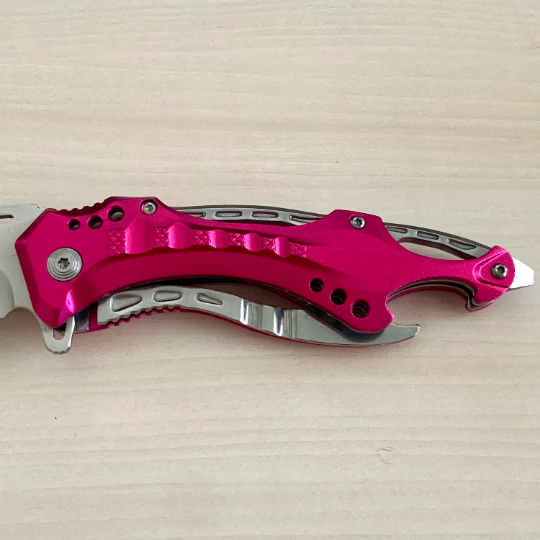 Tac-Force 8.25” Pink Cute Knife Tactical Spring Assisted Open Blade Folding Pocket knife with Bottle Opener