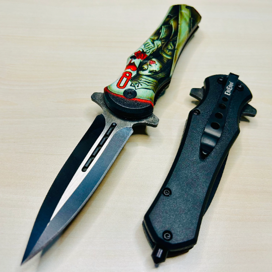 ElitEdge 8.25” 3D Print Queen Cute Tactical Spring Assisted Open Blade Folding Pocket knife