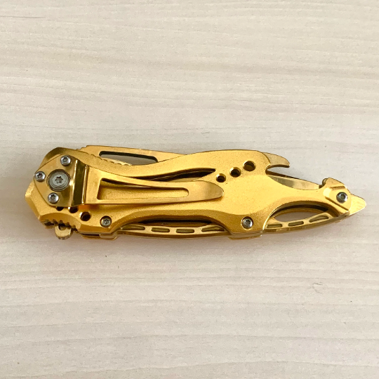 MTech 8.25” Gold Tactical Spring Assisted Open Blade Folding Pocket knife with Bottle Opener