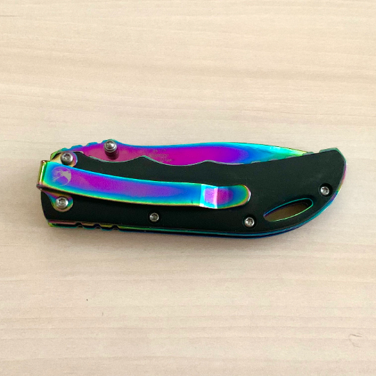 Elk Ridge Classic 6.5” Rainbow Cute Knife Manual Open Blade Folding Pocket Knife with Elk Engraved Handle