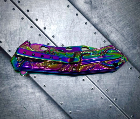 Rainbow 8” 3D Dragon Tactical Spring Assisted Open Blade Folding Pocket Knife