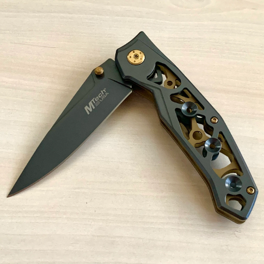 MTech 8.25” Steampunk Tactical Ball Bearing Manual Open Blade Folding Pocket Knife