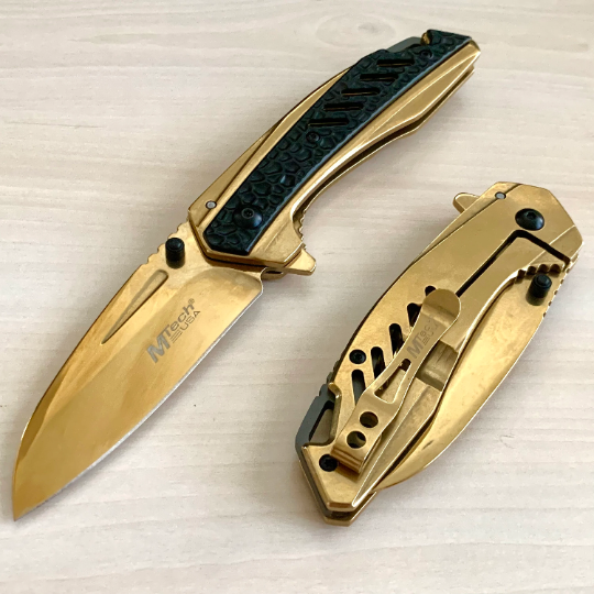 MTech 8” Collectible Gold Tactical Spring Assisted Open Blade Folding Pocket knife