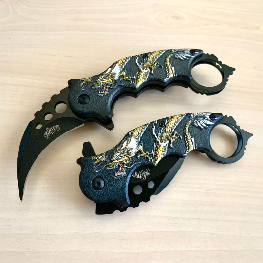 Master USA 7” Dragon Karambit Knife Spring Assisted Open Blade Folding Pocket Knife