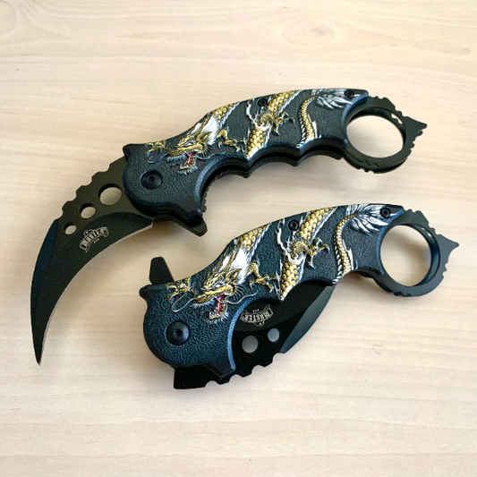 ElitEdge 7” Dragon Karambit Knife Spring Assisted Open Blade Folding Pocket Knife