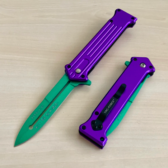 Tac-Force 8” Joker Knife Spring Assisted Folding Pocket Knife with Pocket Clip Batman Joker Gift