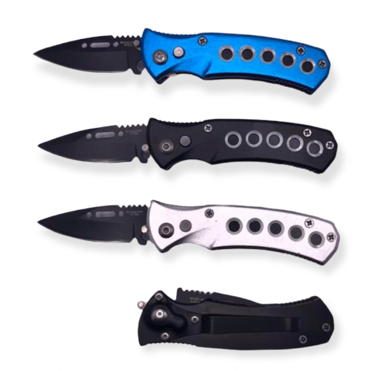 Mini Switchblade Automatic Pocket Knife Set, with Pocket Clip 12pcs Mixed Color